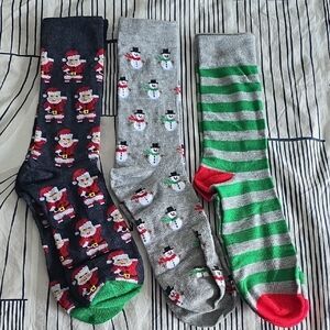 Festive Holiday Socks Set - Black, Gray, Green